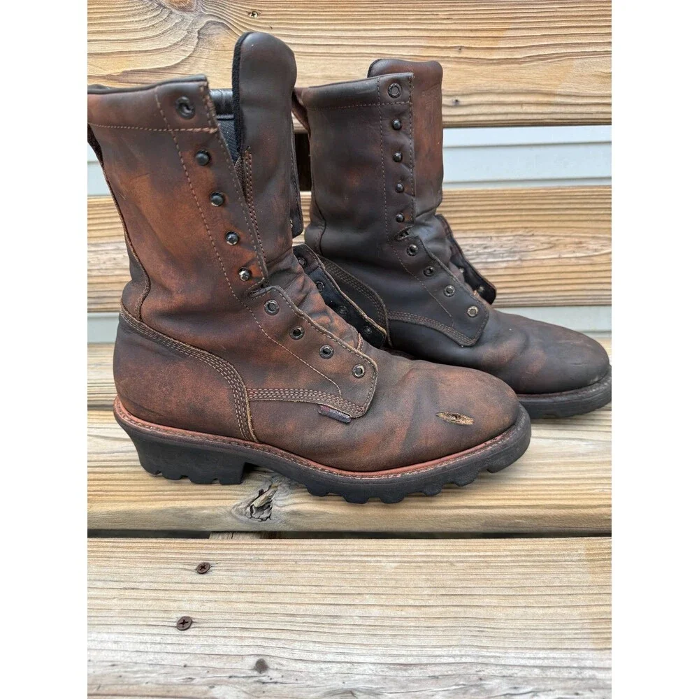 Red Wing 620 LoggerMax Men's 13 D Waterproof Work Boots Distressed USA Soft Toe